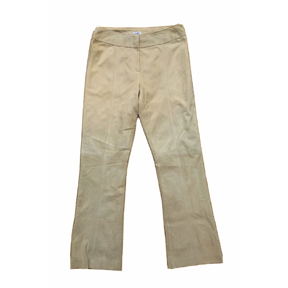 CACHE Sz 4 Blonde Goat Suede, Flat Front Pants